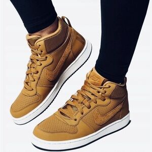 Nike Court Borough Mid 2 Tan High Top Shoes size 1.5Y